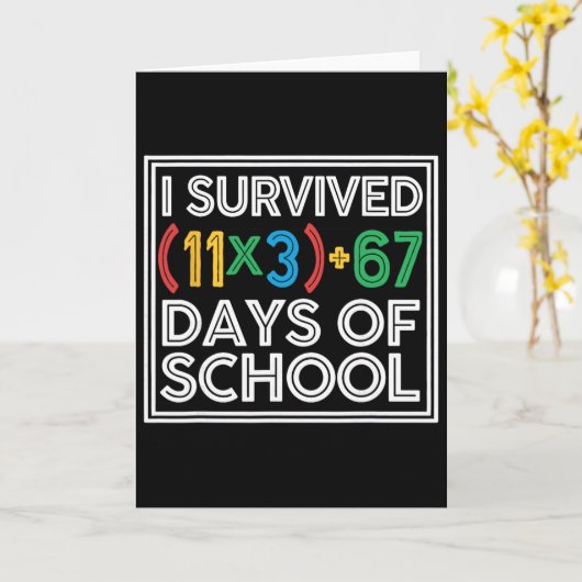 I Survived 100 Days School Funny Math Equation 100 カード (黄色い花)