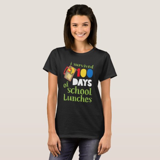 I Survived 100 Days School Lunches Kids Tシャツ (正面フル)