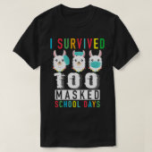 I Survived 100 Masked School Days Llama mask wrong Tシャツ (デザイン正面)