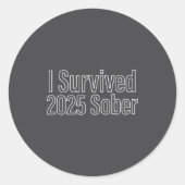 I Survived 2025 Sober Recovery Design ラウンドシール (正面)