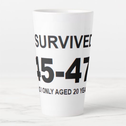 I Survived 45-47 カフェラテマグ (正面)