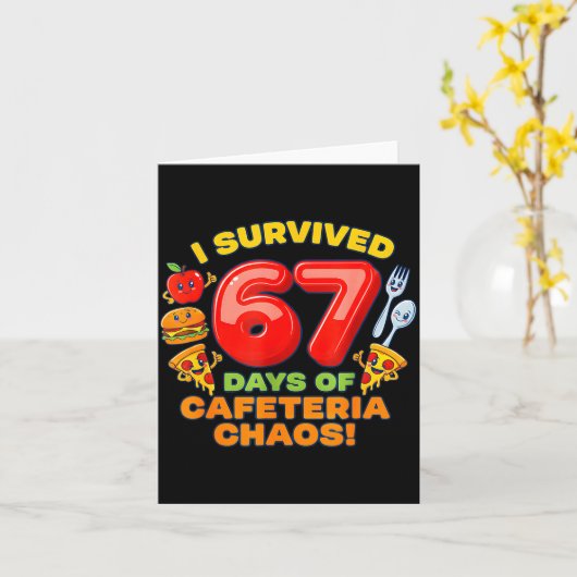 I Survived 67 Days Of Cafeteria Chaos 67 Meme Lunc カード (黄色い花)