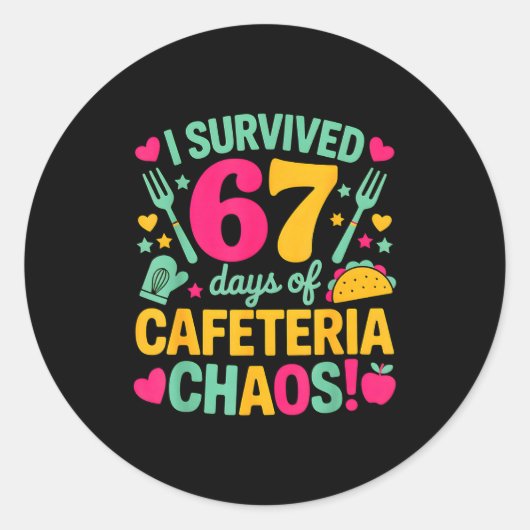 I Survived 67 Days Of Cafeteria Chaos Cute Food Lu ラウンドシール (正面)