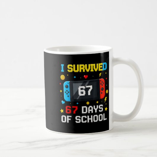 I Survived 67 Days Of School 67 Funny Teacher Squa コーヒーマグカップ (右)