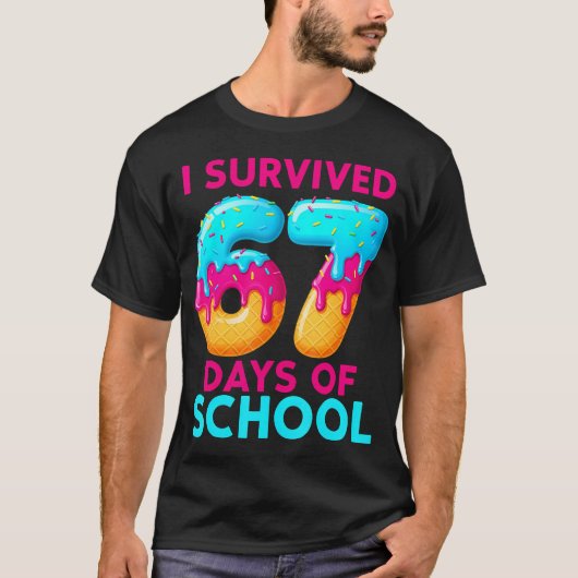 I Survived 67 Days Of School 67 Meme Teachers Stud Tシャツ (正面)
