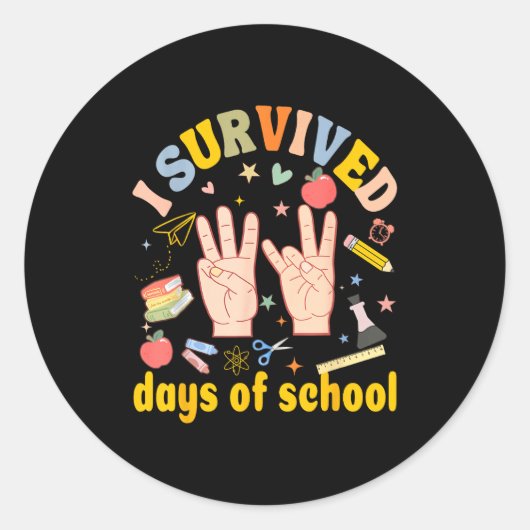 I Survived 67 Days Of School American Sign Languag ラウンドシール (正面)