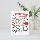 I Survived 67 Days of School Baseball Sport 100 インビテーションポストカード (スタンド正面)