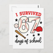 I Survived 67 Days of School Baseball Sport 100   ポストカード (正面/裏面)