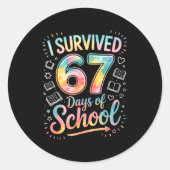 I Survived 67 Days Of School Celebration  ラウンドシール (正面)