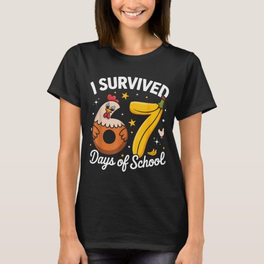 I Survived 67 Days Of School Chicken Banana Kids 6 Tシャツ (正面)