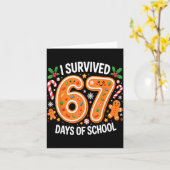 I Survived 67 Days Of School Christmas Candy Cane  カード (黄色い花)