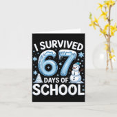I Survived 67 Days Of School Christmas Candy Cane  カード (黄色い花)