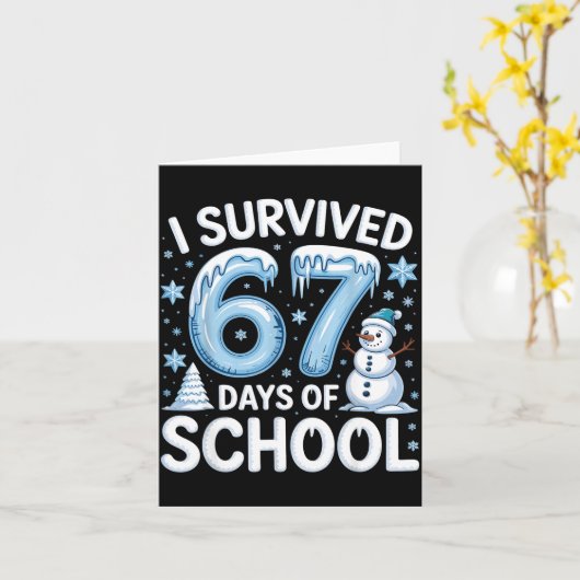 I Survived 67 Days Of School Christmas Candy Cane  カード (黄色い花)