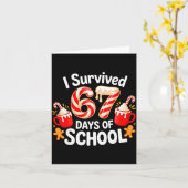 I Survived 67 Days Of School Christmas Candy Cane  カード (黄色い花)