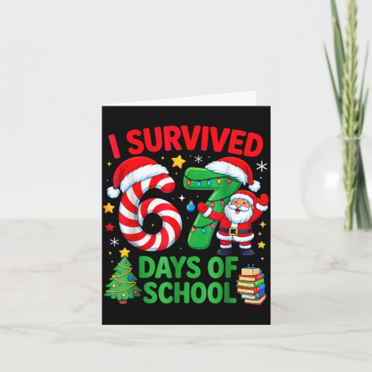 I Survived 67 Days Of School Christmas Candy Cane  カード (正面)