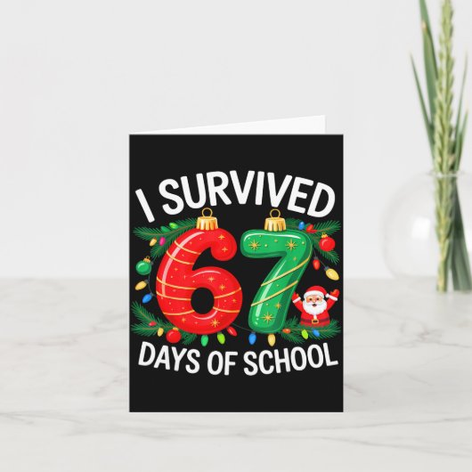 I Survived 67 Days Of School Christmas Candy Cane  カード (正面)