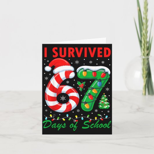 I Survived 67 Days Of School Christmas Candy Cane カード (正面)
