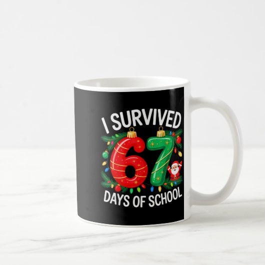 I Survived 67 Days Of School Christmas Candy Cane  コーヒーマグカップ (右)