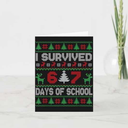 I Survived 67 Days Of School Christmas Meme Six Se カード (正面)