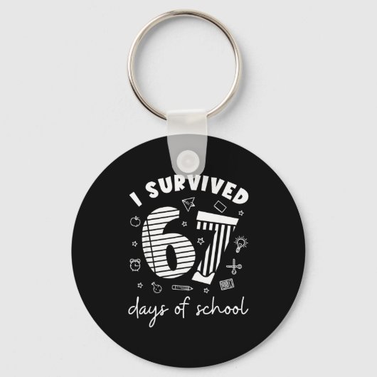 I Survived 67 Days Of School Cool Teacher Design キーホルダー (正面)