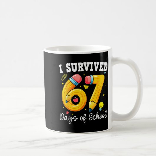 I Survived 67 Days Of School For Teachers Students コーヒーマグカップ (右)