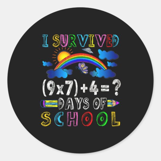 I Survived 67 Days Of School Funny 67 Meme Math Te ラウンドシール (正面)