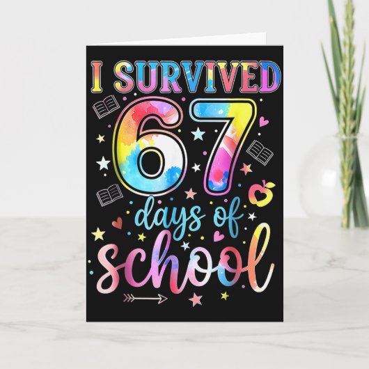 I Survived 67 Days Of School Funny 67 Meme Teacher カード (正面)