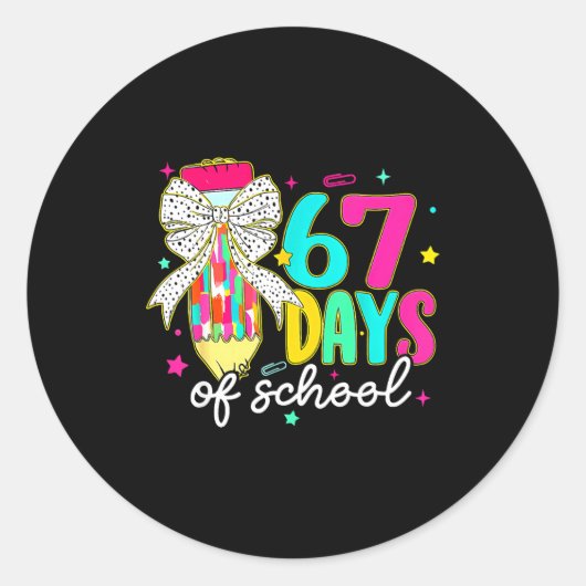 I Survived 67 Days Of School Funny 67 Meme Teacher ラウンドシール (正面)
