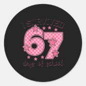 I Survived 67 Days Of School Funny 67 Meme Teacher ラウンドシール (正面)