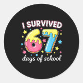 I Survived 67 Days Of School Funny 67 Meme Teacher ラウンドシール (正面)