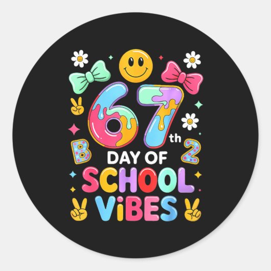I Survived 67 Days Of School Funny 67 Teachers Stu ラウンドシール (正面)