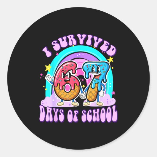 I Survived 67 Days Of School Funny 67 Teachers Stu ラウンドシール (正面)