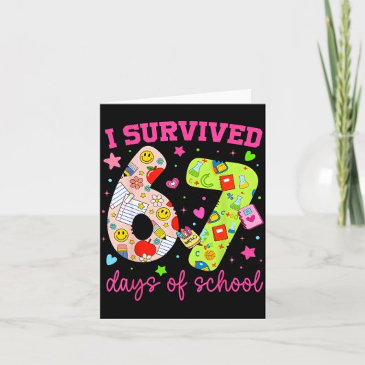 I Survived 67 Days Of School Funny Camouflage Boy  カード (正面)