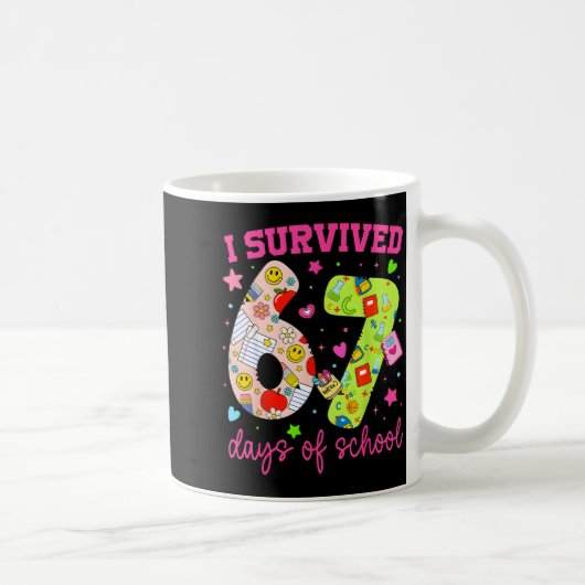 I Survived 67 Days Of School Funny Camouflage Boy コーヒーマグカップ (右)