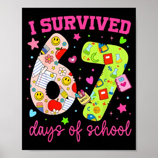 I Survived 67 Days Of School Funny Camouflage Boy  ポスター (正面)