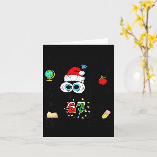 I Survived 67 Days Of School Funny Christmas Black カード (黄色い花)