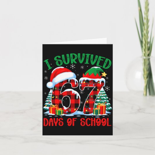 I Survived 67 Days Of School Funny Christmas Six S カード (正面)