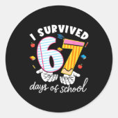 I Survived 67 Days Of School Funny Cool Meme Stude ラウンドシール (正面)