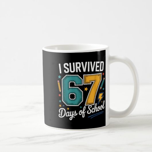I Survived 67 Days Of School Funny Gen Alpha Quote コーヒーマグカップ (右)
