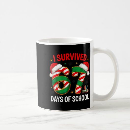 I Survived 67 Days Of School Funny Gen Christmas コーヒーマグカップ (右)