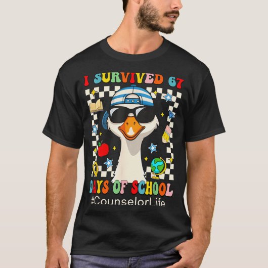 I Survived 67 Days Of School Funny Goose Boys Coun Tシャツ (正面)