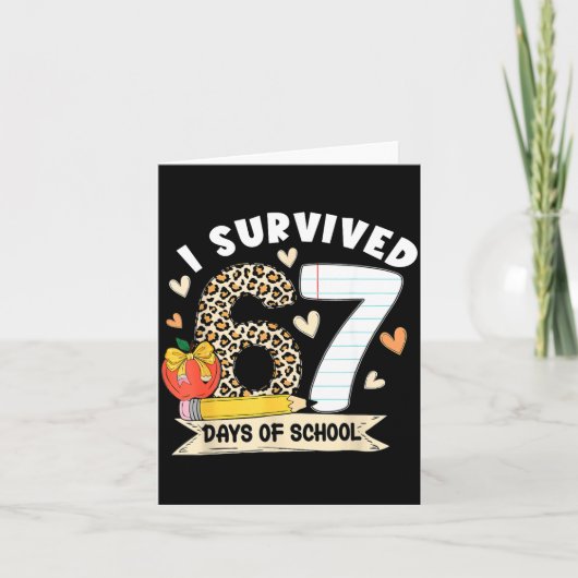 I Survived 67 Days Of School Funny Leopard Student カード (正面)