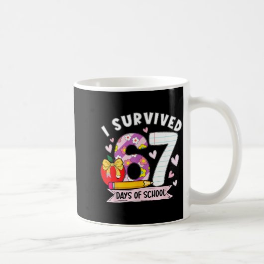 I Survived 67 Days Of School Funny Leopard Student コーヒーマグカップ (右)