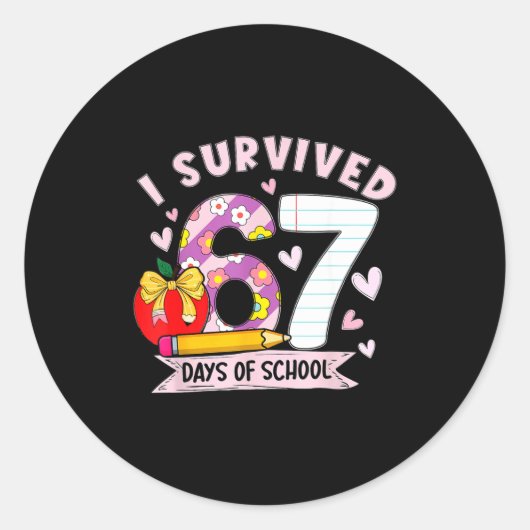 I Survived 67 Days Of School Funny Leopard Student ラウンドシール (正面)