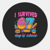 I Survived 67 Days Of School Funny Meme Ice Cream  ラウンドシール (正面)