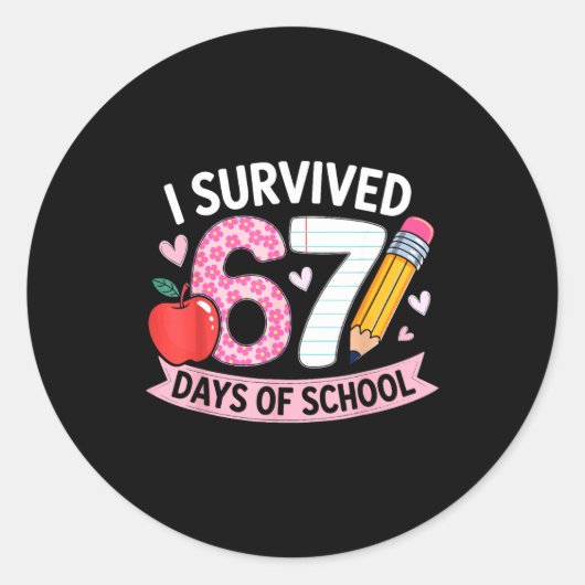 I Survived 67 Days Of School Funny Meme Student Te ラウンドシール (正面)