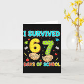 I Survived 67 Days Of School Funny Meme Teacher St カード (黄色い花)