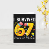 I Survived 67 Days Of School Funny Meme Teacher St カード (黄色い花)
