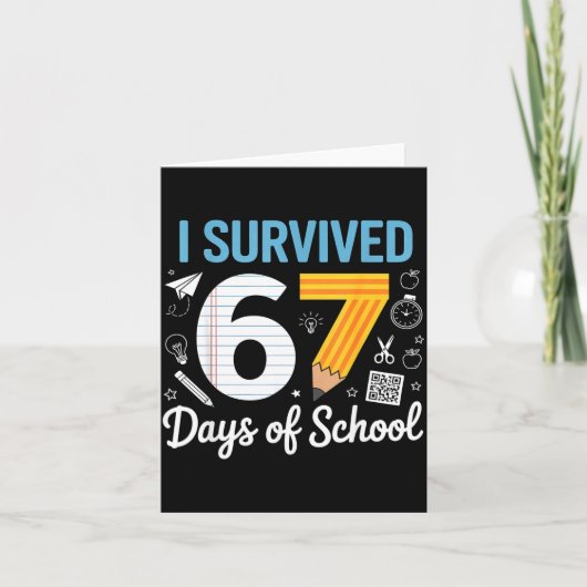I Survived 67 Days Of School Funny Meme Teacher St カード (正面)