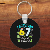 I Survived 67 Days Of School Funny Meme Teacher St キーホルダー (正面)